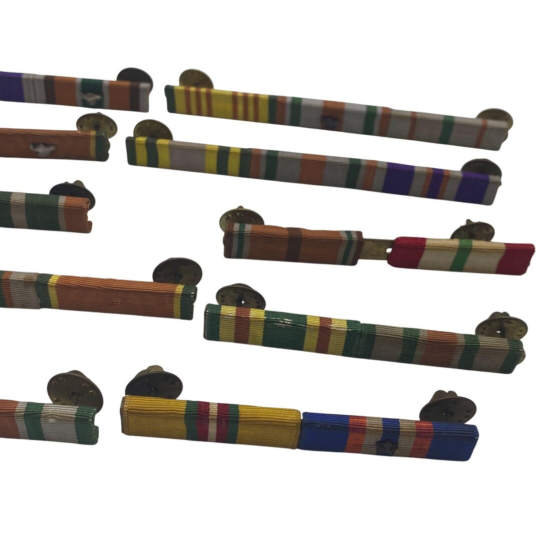 VTG ROTC Service Ribbons Lot Commendation Bars Stripes Military Pin ...