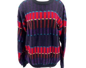 VTG Brian MacNeil laid papa pull taille L grand grand tricot coloré année 2000