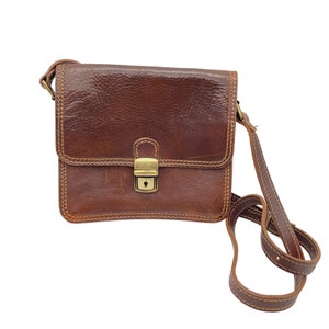 Leather boho crossbody purse bag Brown made Italy hippie