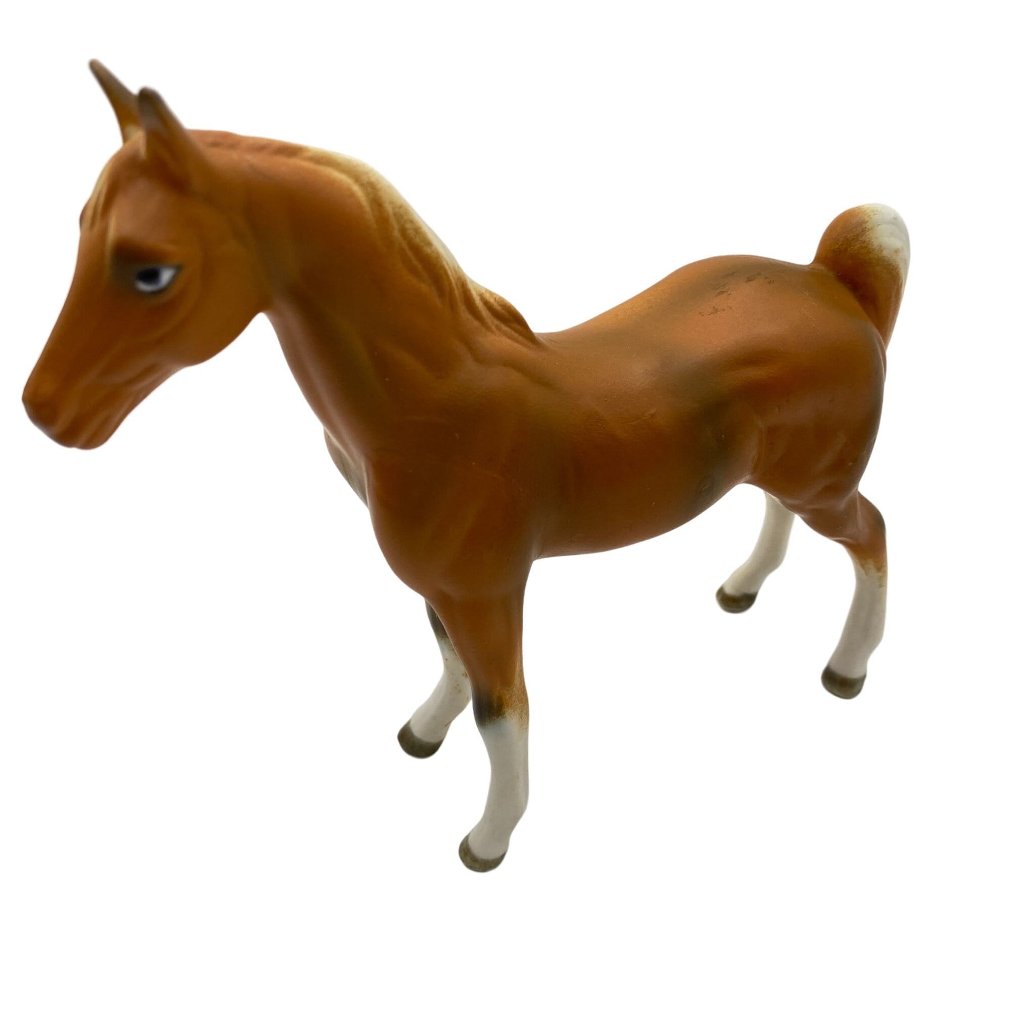 Vintage Ceramic Horse Figurine Brown White Palomino Unmarked Etsy