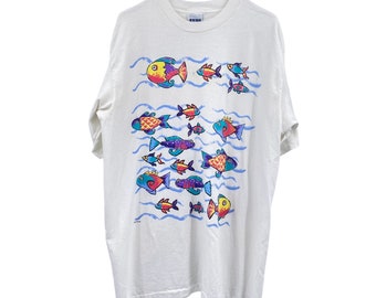 Vintage CYRK sport Tropical fish graphic tee tshirt size XL USA 1996
