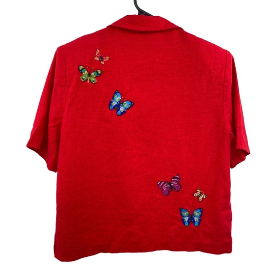 Vintage Y2K cropped embroidered butterfly button fron… Gem