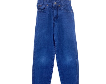 Vintage Chic ragazze jeans denim taglia 7 slim dark wash high rise anni '90