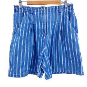 Vintage Studio Wear Mom shorts high waist pleated stripes size Medium 30W Blue White