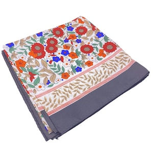 Vintage floral square scarf made in Japan Acetate twill water repellant 27&quot;
