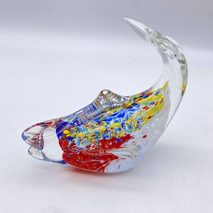 Art Glass Shark paperweight fish whale office decor multi color paper weight