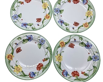 Coventry Secret Garden Fine Porcelain Salad Plate set of 4 floral butterfly 8"