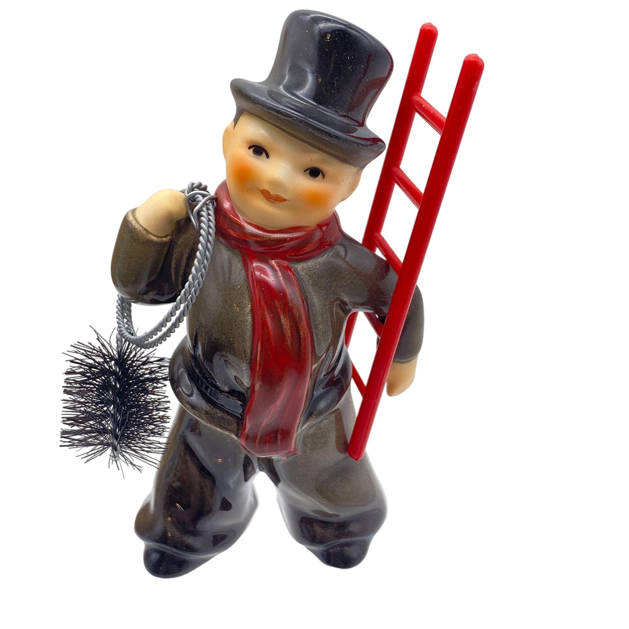 Vintage Goebel Chimney Sweep With Red Ladder & Brush Figurine