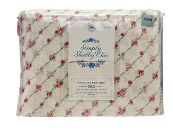 Simply Shabby Chic Trellis Rose twin sheet set Rose print coquette New defects