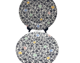 Martha Stewart Geneva dinner & Salad plate lot of two black white Macys