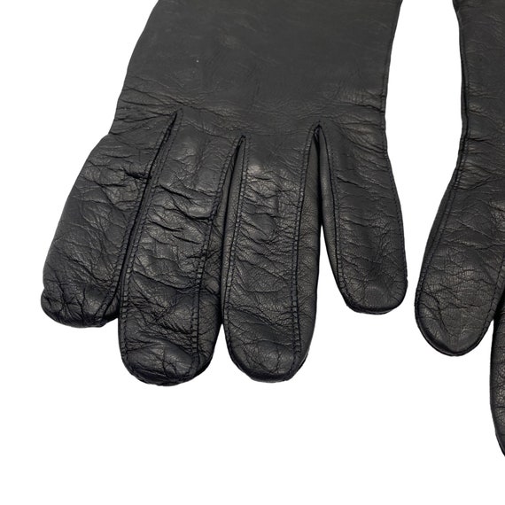Vintage Coach Womens Leather Driving Gloves Size 7.5 Black Silk