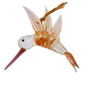 Glass Hummingbird hanging Christmas tree ornament purple small