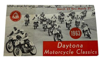 Vintage 1963 Daytona Motorrad Klassiker AMA Racing Flyer Spielplan Brochure
