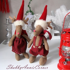 Christmas deer doll Dressed christmas deer couple Stuffed moose Soft Kids toys Scandinavian Christmas decoration New year Christmas gifts
