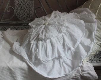 Coussin à volants blanc Coussins ronds shabby chic Coussin blanc Taie d'oreiller blanc Coussin décoratif rond blanc Décoration cottage blanc