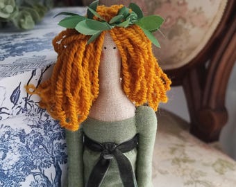 Handmade Redhead Cloth doll Gift for her Georgian Regency style Irish Textile doll Tilda Decorative Demelza Poldark doll Interior doll