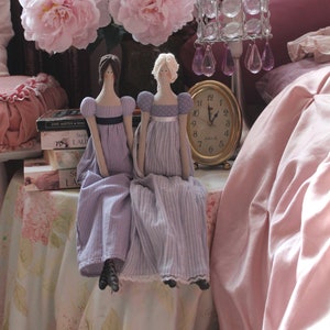 Tilda doll Jane Austen doll Handmade Textile Regency decor doll Pastel decor English cottage Pride and prejudice Fabric doll Austen gifts image 3