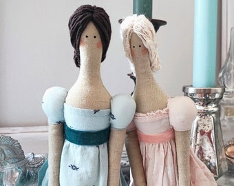 Jane Austen doll Tilda Handmade Textile Regency decor Heirloom Decorative Cloth Doll Pride and Prejudice Gift for her