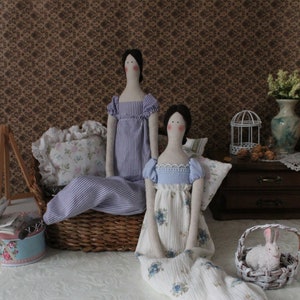 Tilda doll Jane Austen doll Handmade Textile Regency decor doll Pastel decor English cottage Pride and prejudice Fabric doll Austen gifts image 5
