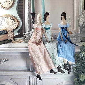 Jane Austen bambola Tilda bambole bambola di stoffa OOAK bambola tessile fatta a mano arredamento Regency cottage inglese orgoglio e pregiudizio bambola di stoffa Austen regalo immagine 1