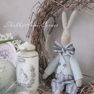 Little bunny doll in white dress Handmade Textile bunny rabbit Tilda bunny Vintage style nursery Shabby chic bunny Soft bunny Gift for girl image 9