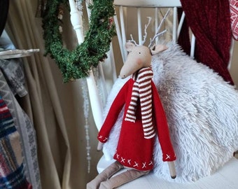 Cervo di Natale Tilda Decorazioni natalizie scandinave Regali di Natale unici fatti a mano Renna tessile Tilda Alce Giocattoli natalizi nordici