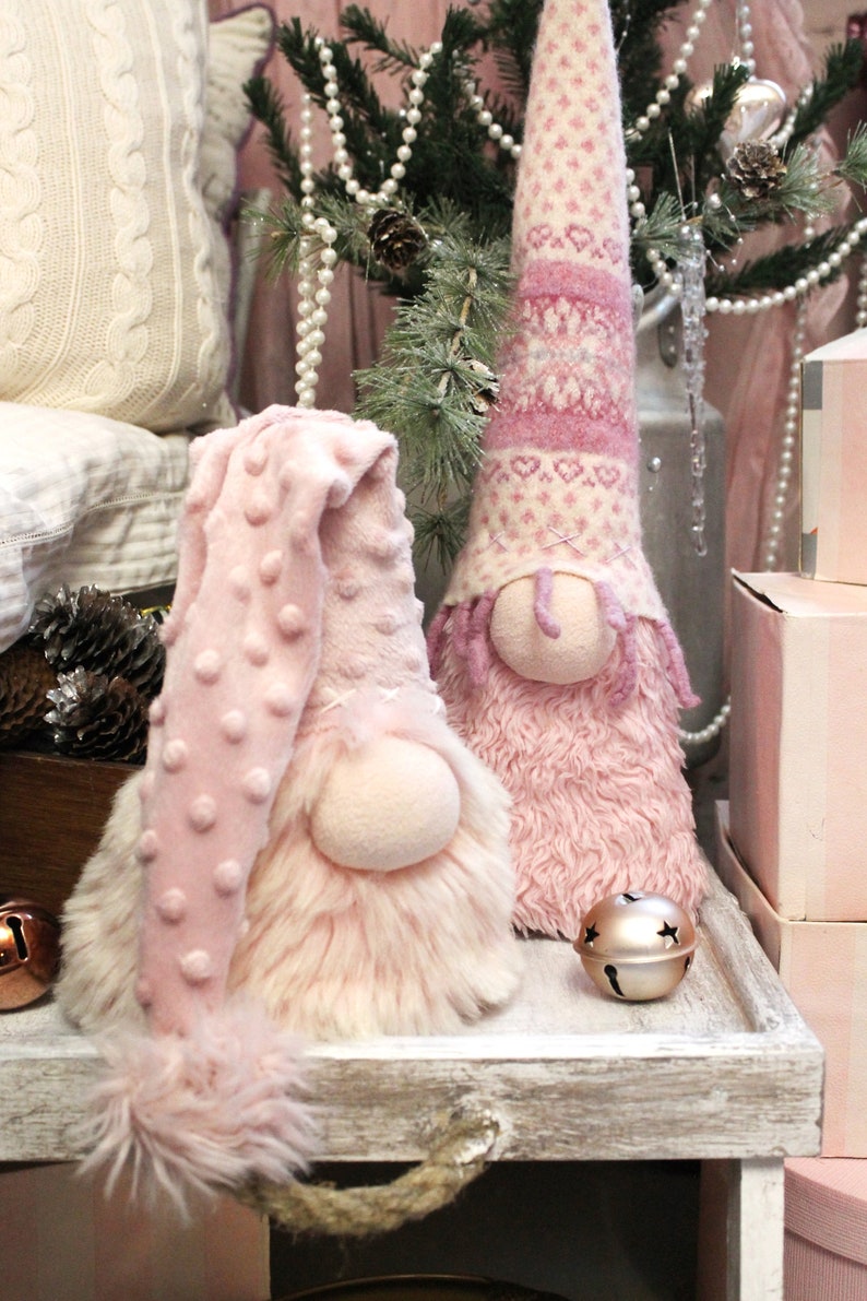 Pink Gnomes Large Christmas Gnome Pink Christmas Decorations Etsy UK