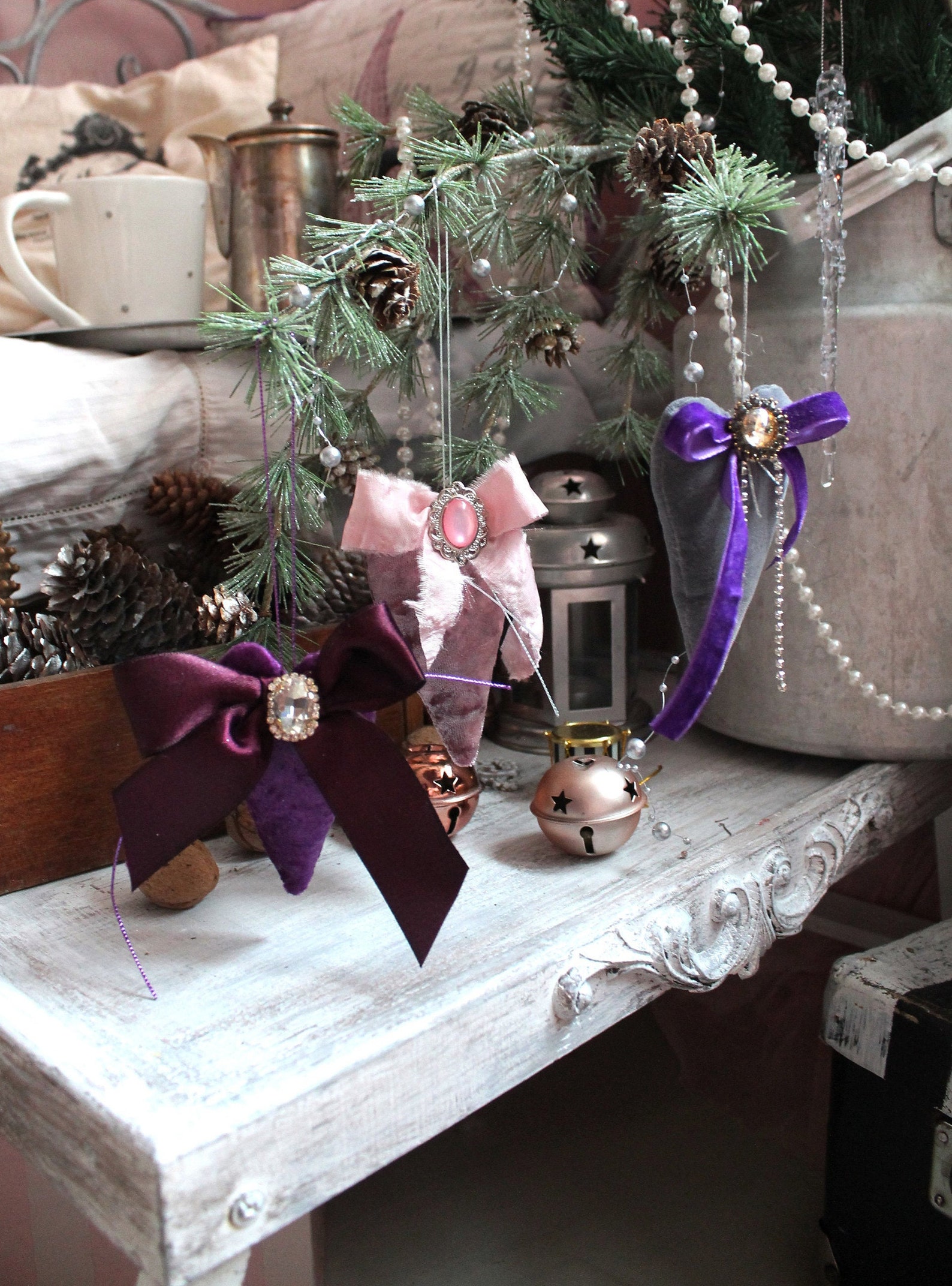 Shabby chic heart ornament Valentine's day gift Heart Etsy