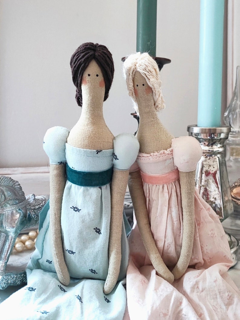 Jane Austen bambola Tilda bambole bambola di stoffa OOAK bambola tessile fatta a mano arredamento Regency cottage inglese orgoglio e pregiudizio bambola di stoffa Austen regalo immagine 9