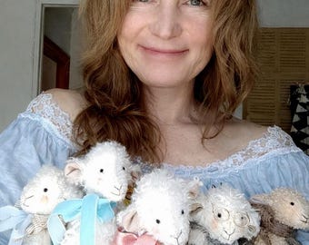 Sheep doll Lamb soft toy Handmade Plush sheep Primitive Stuffed animal Marie Antoinette lamb Shabby chic French Farmhouse cottage Nursery