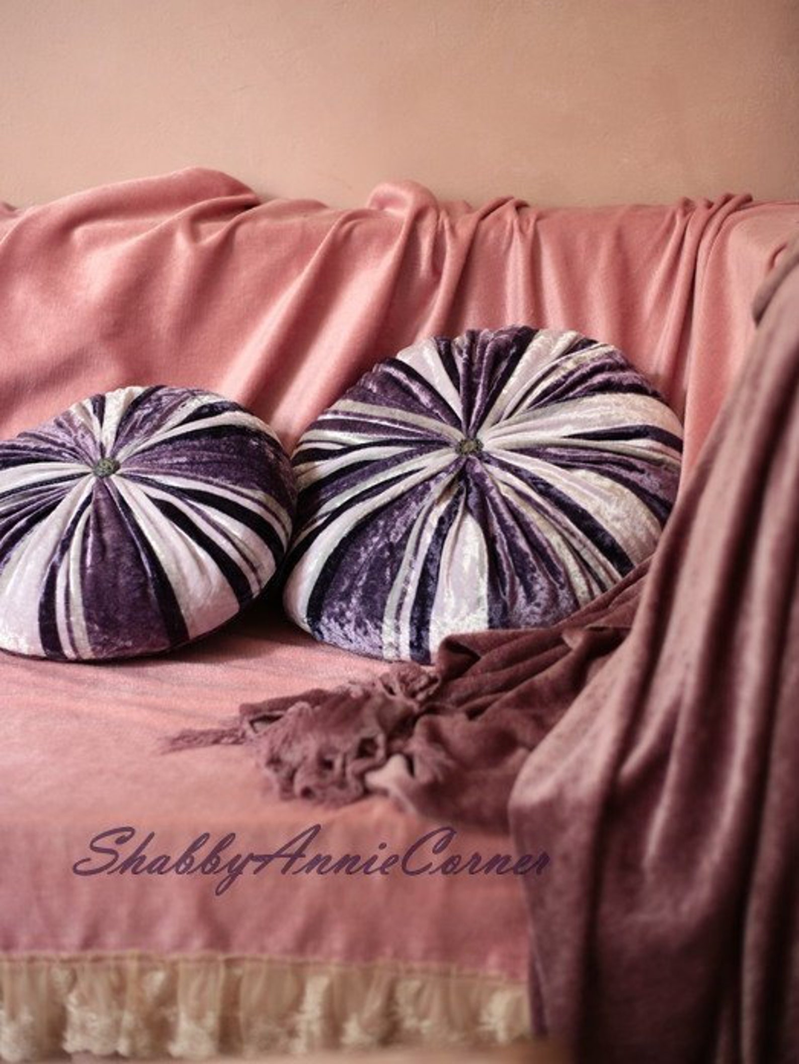 Round Velvet Pillow Black Round Throw Pillow Sham With Rose Etsy