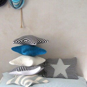 Coastal pillow Star shaped pillow Beach themed home decor Nautical pillow Beach house Floor pillow Handmade Blue throw pillow Beach nursery image 2