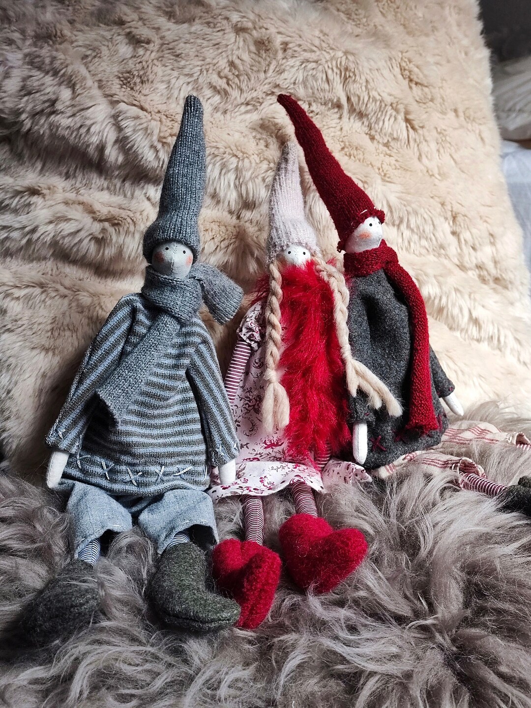 Rustic Dolls Scandinavian Christmas Dolls Handmade Textile Elf Pixie Dolls Tilda ...