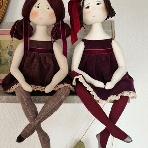 Redhead Cloth doll Autumn decor Handmade 1920s style Decorative Textile doll RESERVED