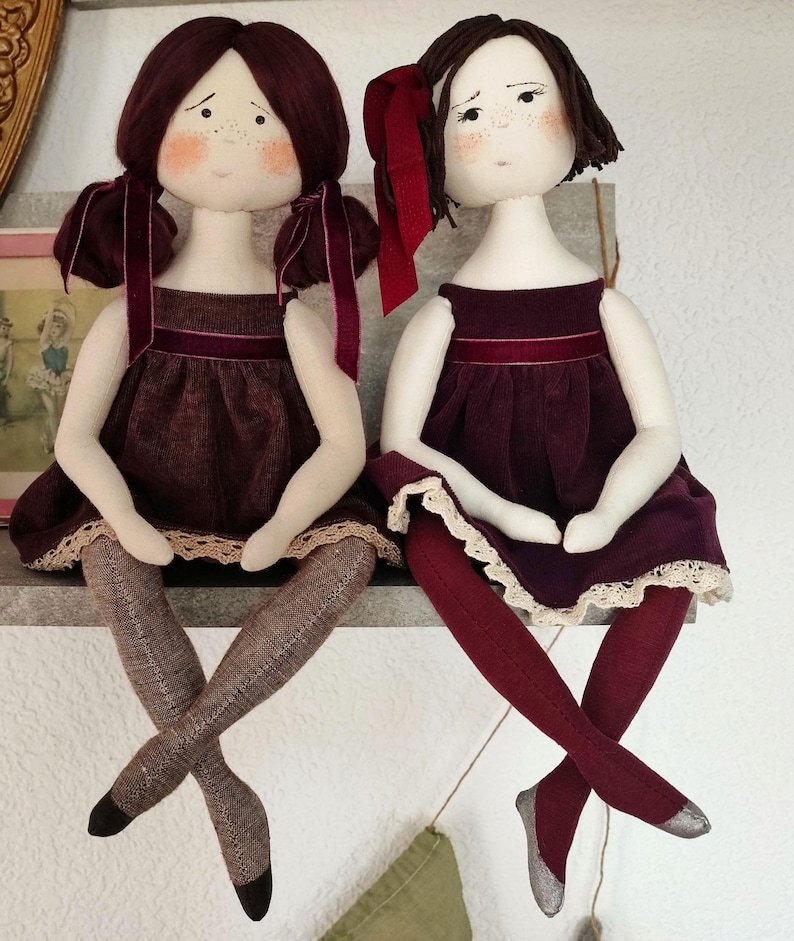 Redhead Cloth doll Autumn decor Handmade 1920s style Decorative Textile doll RESERVED
