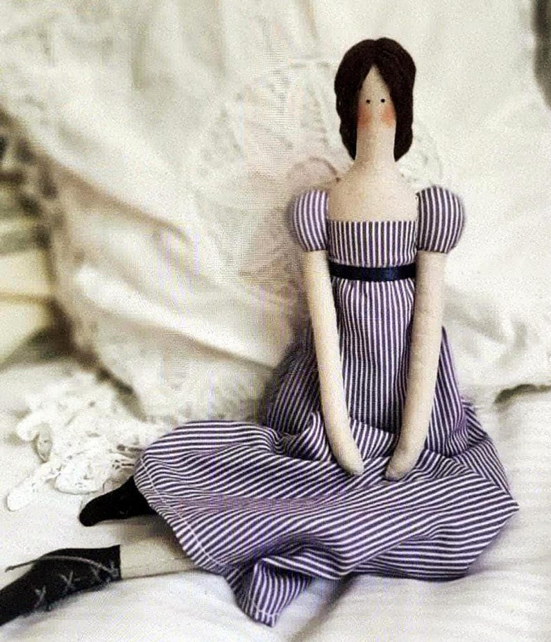 Regency doll Jane Austen gift Tilda doll Handmade Gift for her Handmade textile Interior doll English cottage Pride and prejudice Cloth doll image 5