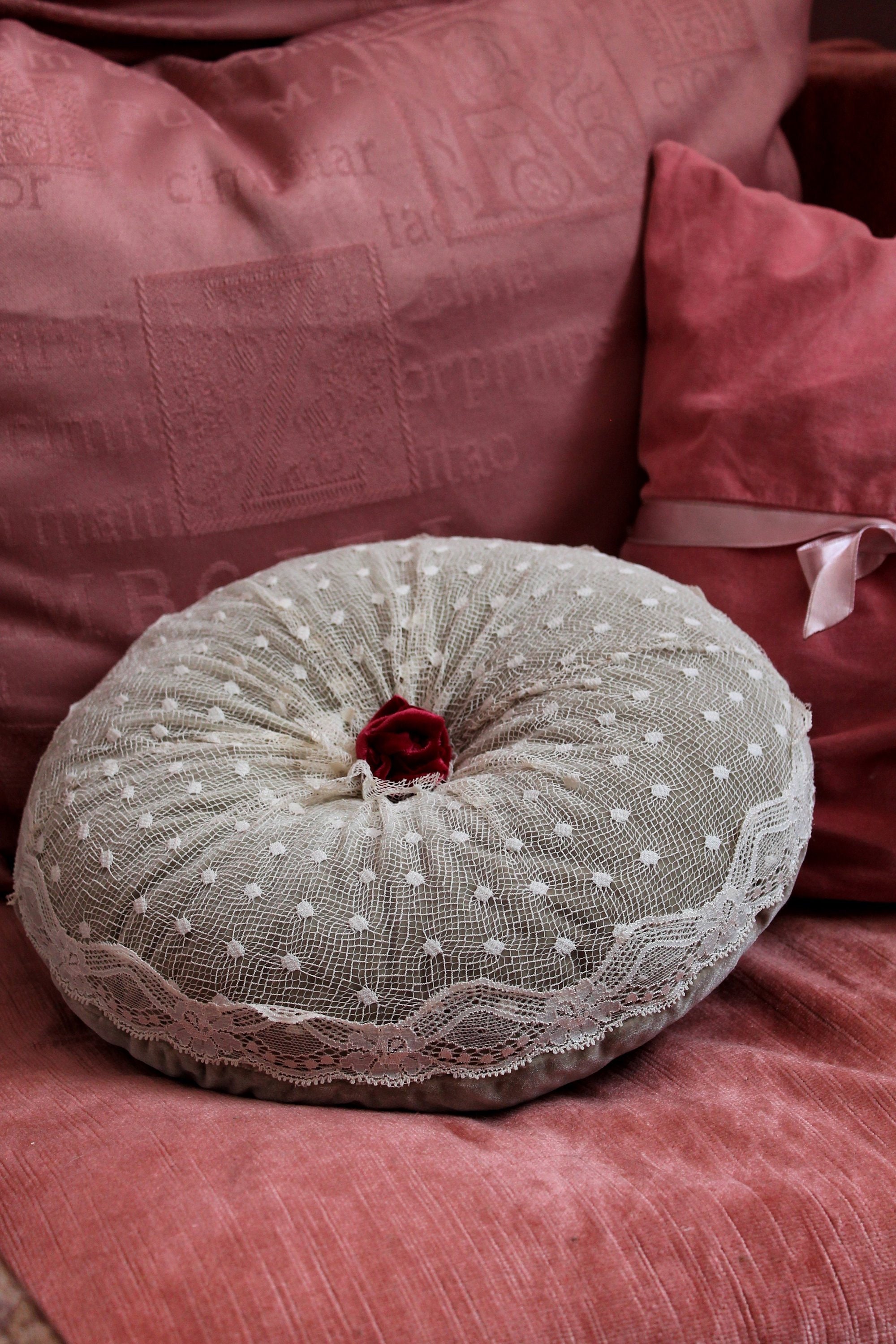 Cuscini Per Sedili Rotondi In Velluto Corallo | Set Da 4, Antiscivolo, 43x43 Cm | Morbidi E Traspiranti