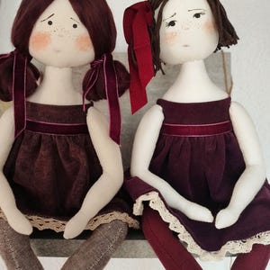 Redhead Cloth doll Autumn decor Handmade 1920s style Decorative Textile doll image 19