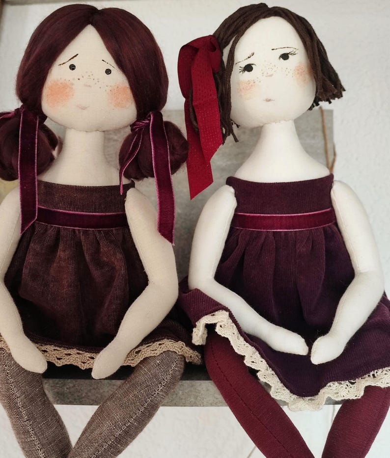 Redhead Cloth doll Autumn decor Handmade 1920s style Decorative Textile doll image 19