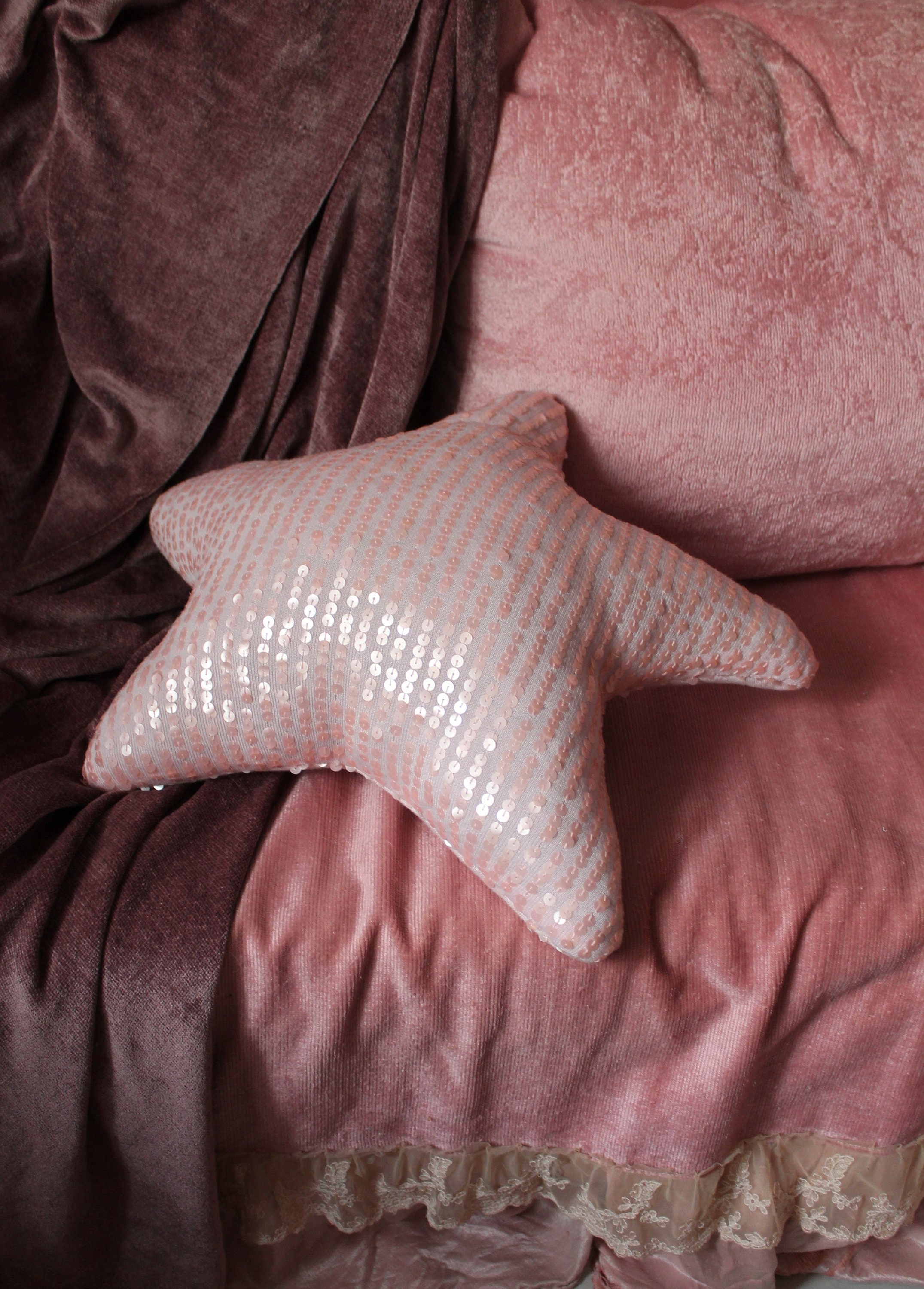 Silver Star pillow Gray Sequin pillow Silver throw pillow Pink Etsy