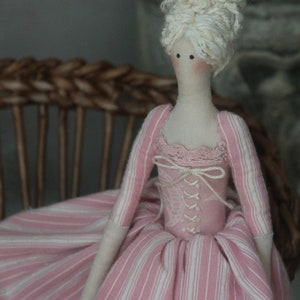 Marie Antoinette dolls Tilda dolls French court doll Textile Handmade doll Baroque style doll Rococo French court style doll Gift for her pink dress