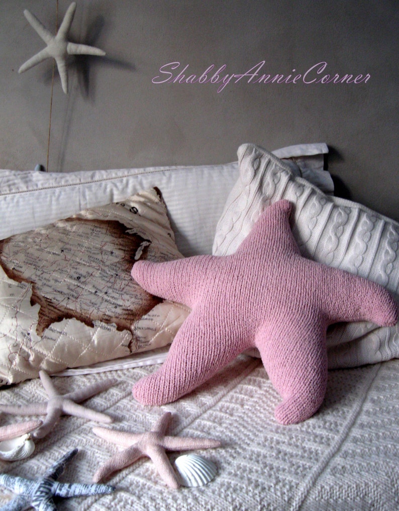 Coastal pillow Star shaped pillow Beach themed home decor Nautical pillow Beach house Floor pillow Handmade Blue throw pillow Beach nursery pink star fish