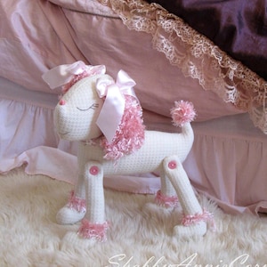Soft dog Gift for little girl Nursery decor Dog stuffed animal toy Pink Textile Handmade Plush poodle  French style plush dog Paris nursery
