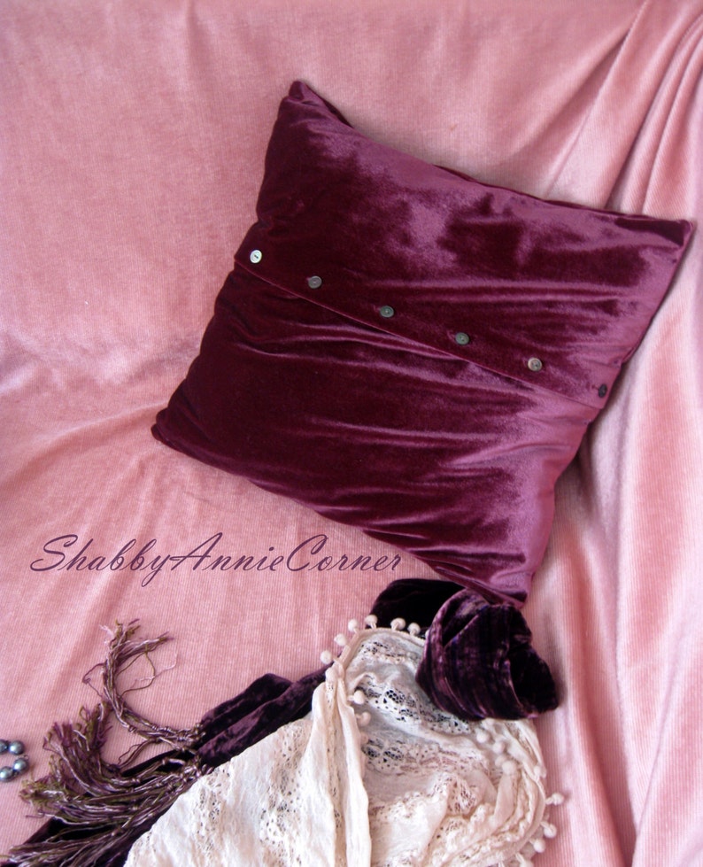 Velvet Pillows Pink Round Pillow Shabby Chic Bordo Pillow Etsy