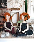 Handmade Redhead Textile Doll, Heirloom Cloth Art Doll