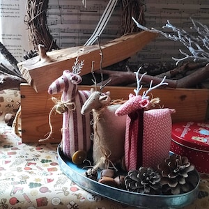 Scandinavian Christmas deer Unique Christmas gifts Handmade Holiday decorations Tilda Christmas mantle decor Primitive Stuffed reindeer