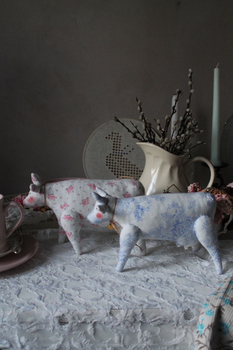 Cow decor Farmhouse Kitchen decor Tilda cow Handmade cow Pink | Etsy
