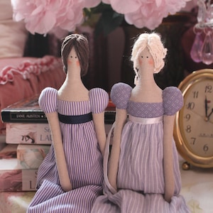 Tilda doll Jane Austen doll Handmade Textile Regency decor doll Pastel decor English cottage Pride and prejudice Fabric doll Austen gifts image 6