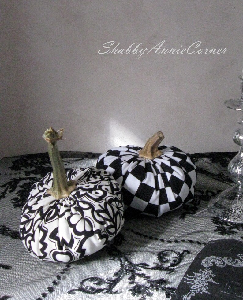 Halloween Decor Black Pumpkins Unique Textile Black White Check