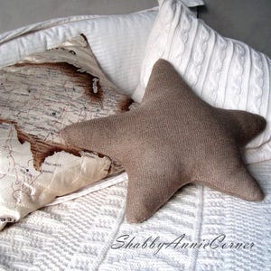 Coastal pillow Star shaped pillow Beach themed home decor Nautical pillow Beach house Floor pillow Handmade Blue throw pillow Beach nursery brown star pillow